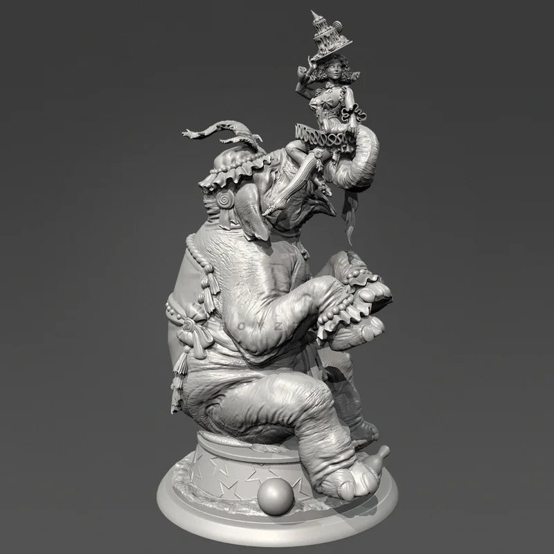 75mm Circus Elephant, 2 Figures, Resin Model Figure Kit, Fantasy Theme, Unassembled and Unpainted