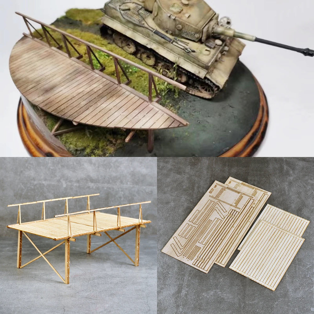 1/35 WWII Wooden Bridge, Resin Model Diorama Kit, Unassembled and Unpainted