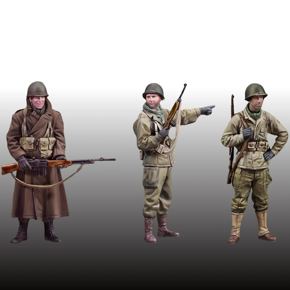 1/35 WWII Soldiers with European Village, 6 Figures, Resin Model Figure Kit, Unassembled and Unpainted