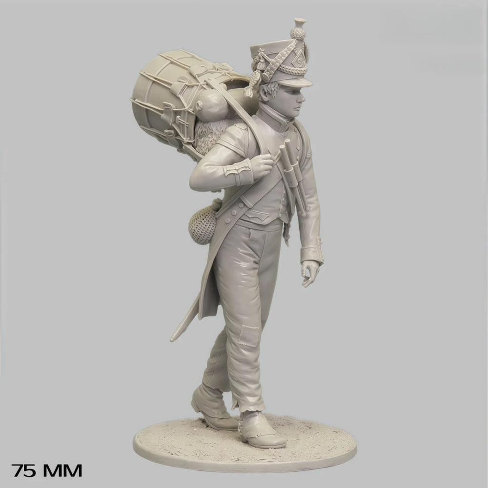 75mm Napoleonic French 57th Infantry Drummer 1835, Resin Model Figure Kit, Unassembled and Unpainted