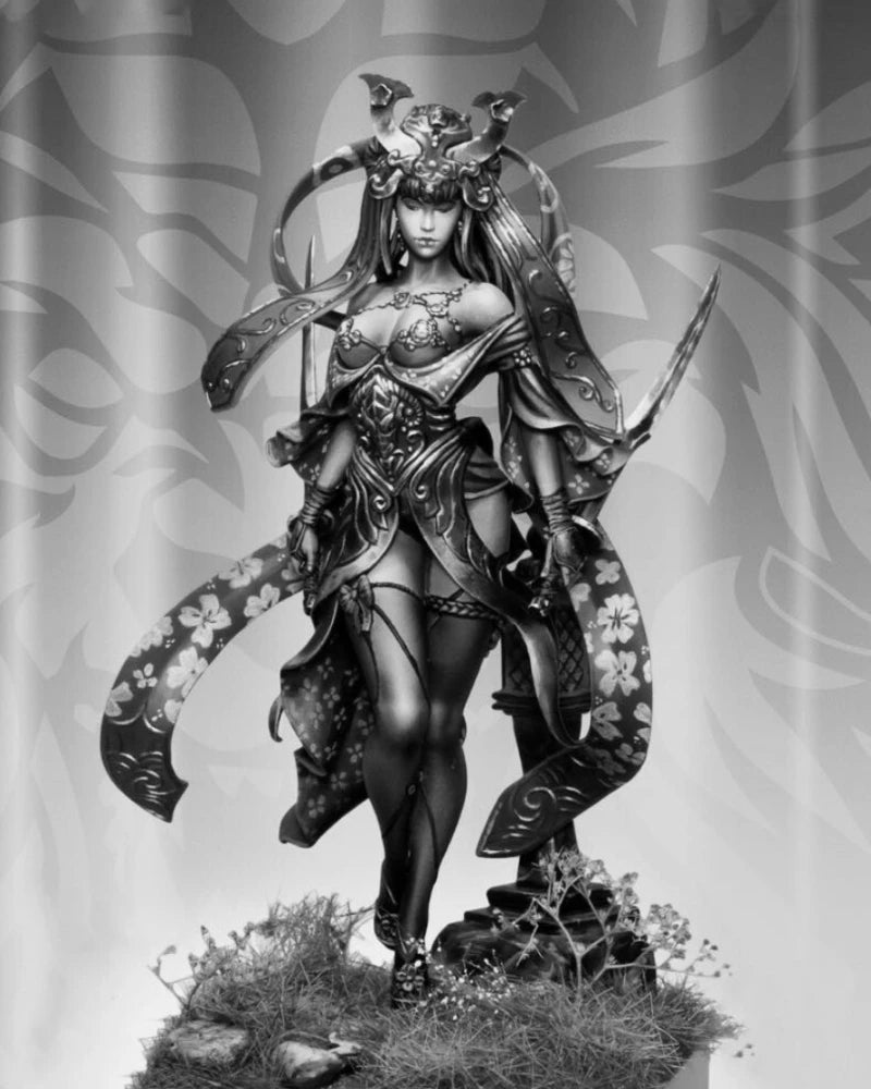 75mm Female Demon Warrior, Resin Model Figure Kit, Fantasy Theme, Unassembled and Unpainted