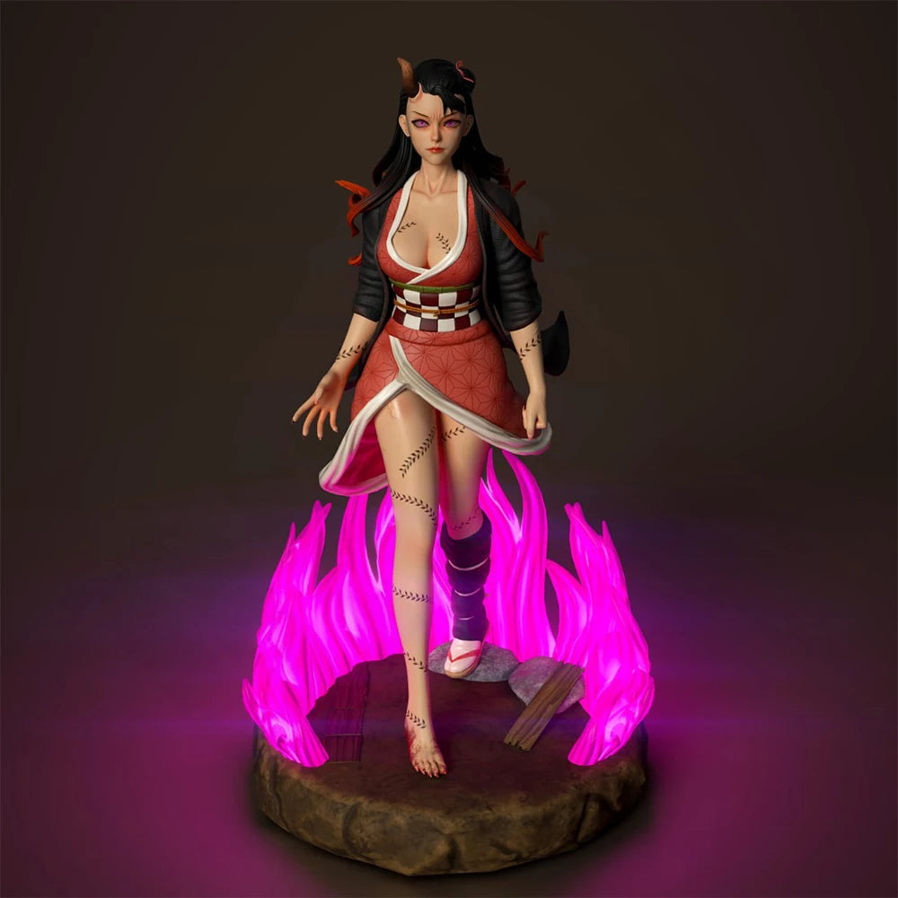 1/24 Fire Elf Sorceress on Flaming Base, Resin Model Figure Kit, Fantasy Theme, Unassembled and Unpainted