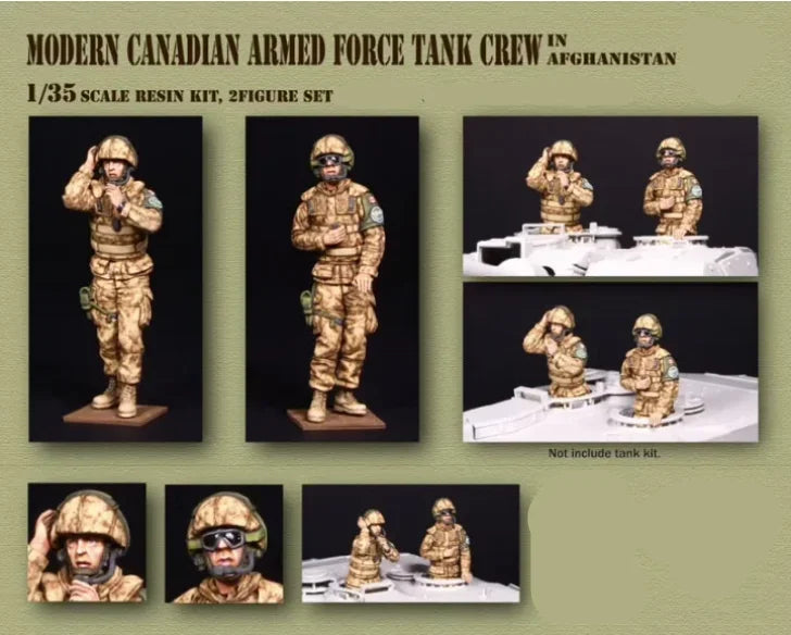 1/35 Modern Canadian Tank Crew, 2 Figures, Resin Model Figure Kit, Unassembled and Unpainted