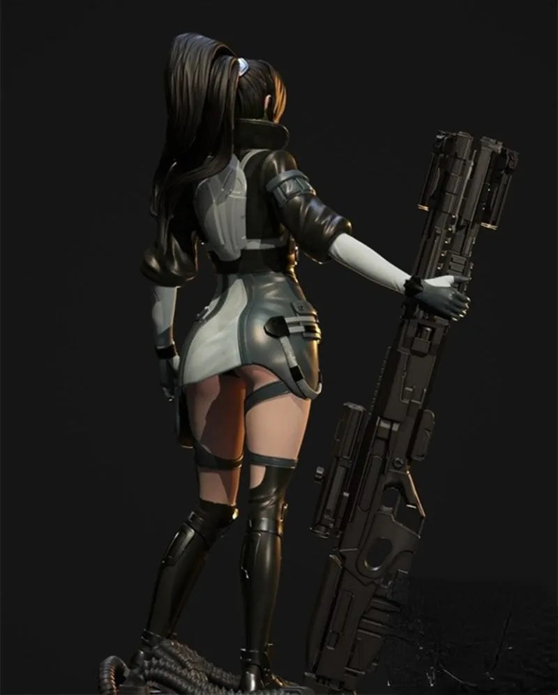 1/24 Female Operative with Dual Assault Rifles, Resin Model Figure Kit, Sci-Fi Theme, Unassembled and Unpainted