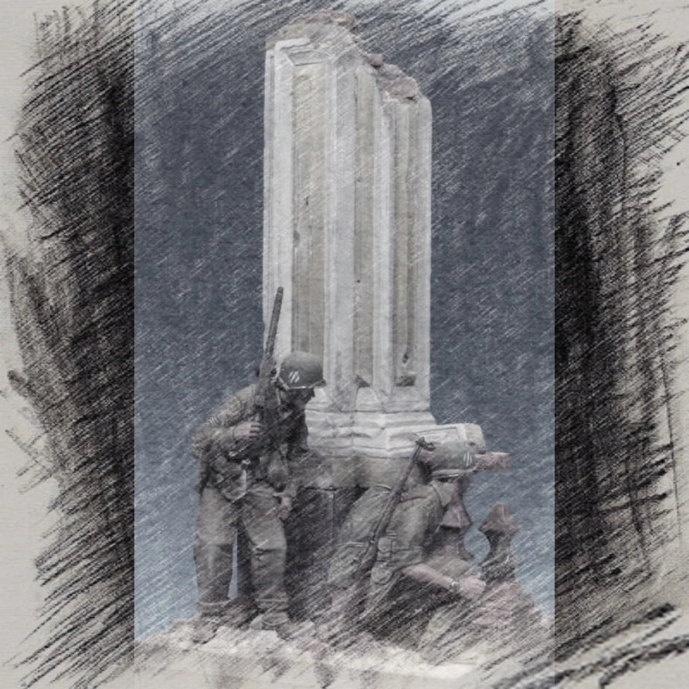 1/35 WWI Soldiers with Monument, 4 Figures, Resin Model Figure Kit, Unassembled and Unpainted