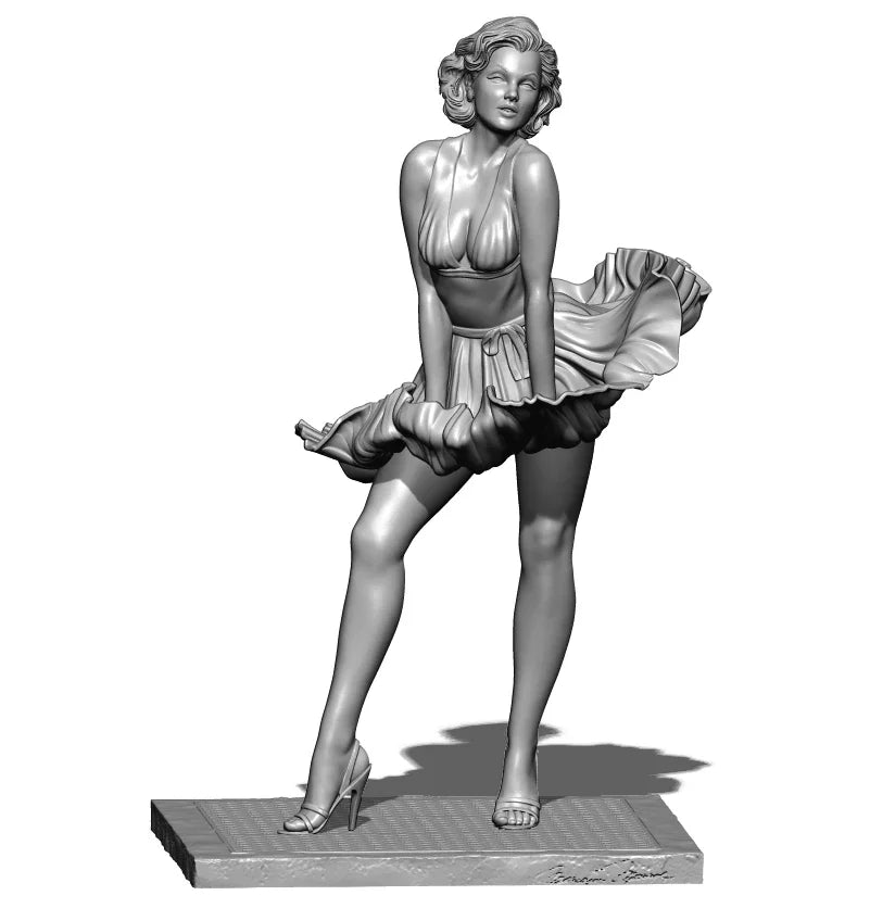 75mm Monroe-Inspired Pin-up, Resin Model Figure Kit, Unassembled and Unpainted