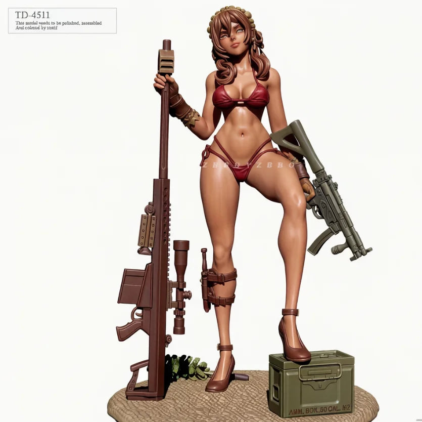 50mm Sci-Fi Female Soldier, Resin Model Figure Kit, Unassembled and Unpainted