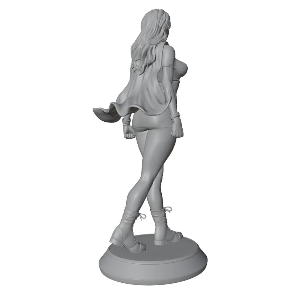 1/24 Female Warrior with Flowing Hair and Curved Blade, Resin Model Figure Kit, Unassembled and Unpainted