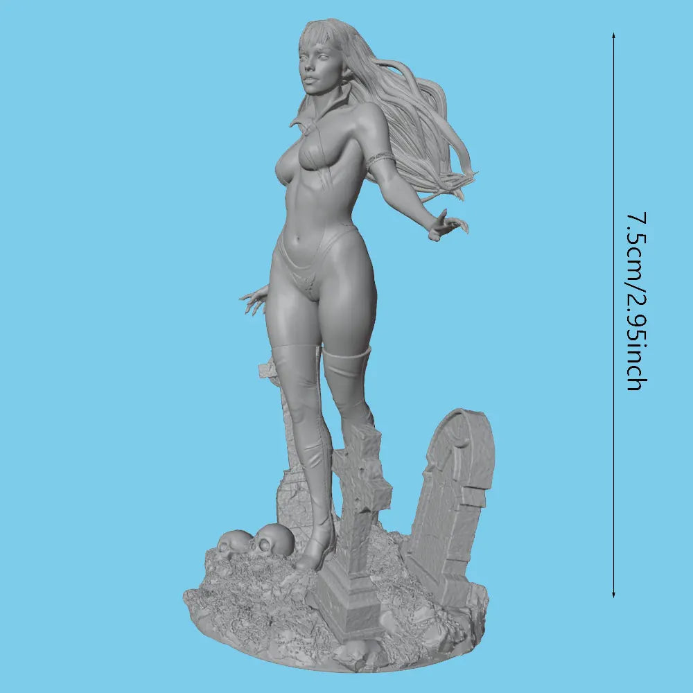 75mm Gothic Cemetery Girl, Resin Model Figure Kit, Fantasy Theme, Unassembled and Unpainted