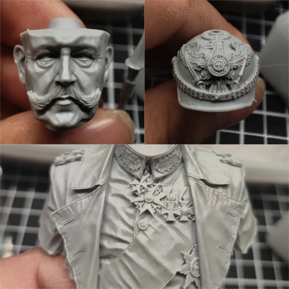 1/10 WWI German Prussian Officer, 3 Figures, Resin Model Bust Kit, Unassembled and Unpainted