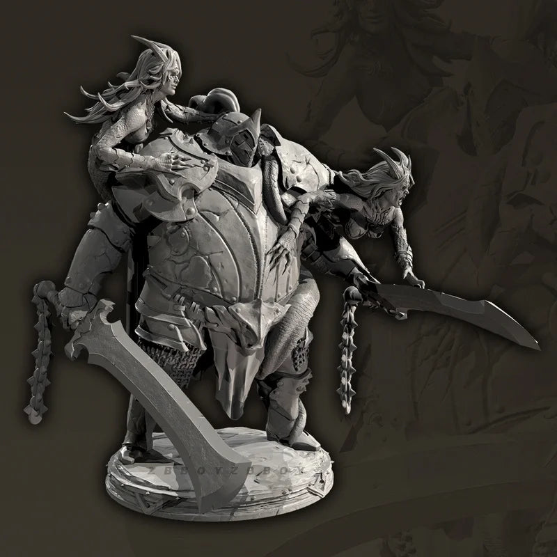 75mm Witch on Beast, Resin Model Figure Kit, Fantasy Theme, Unassembled and Unpainted