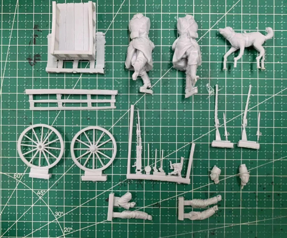 1/35 WWI Belgian Army with Dog & Cart, 3 Figures, Resin Model Diorama Kit, Unassembled and Unpainted
