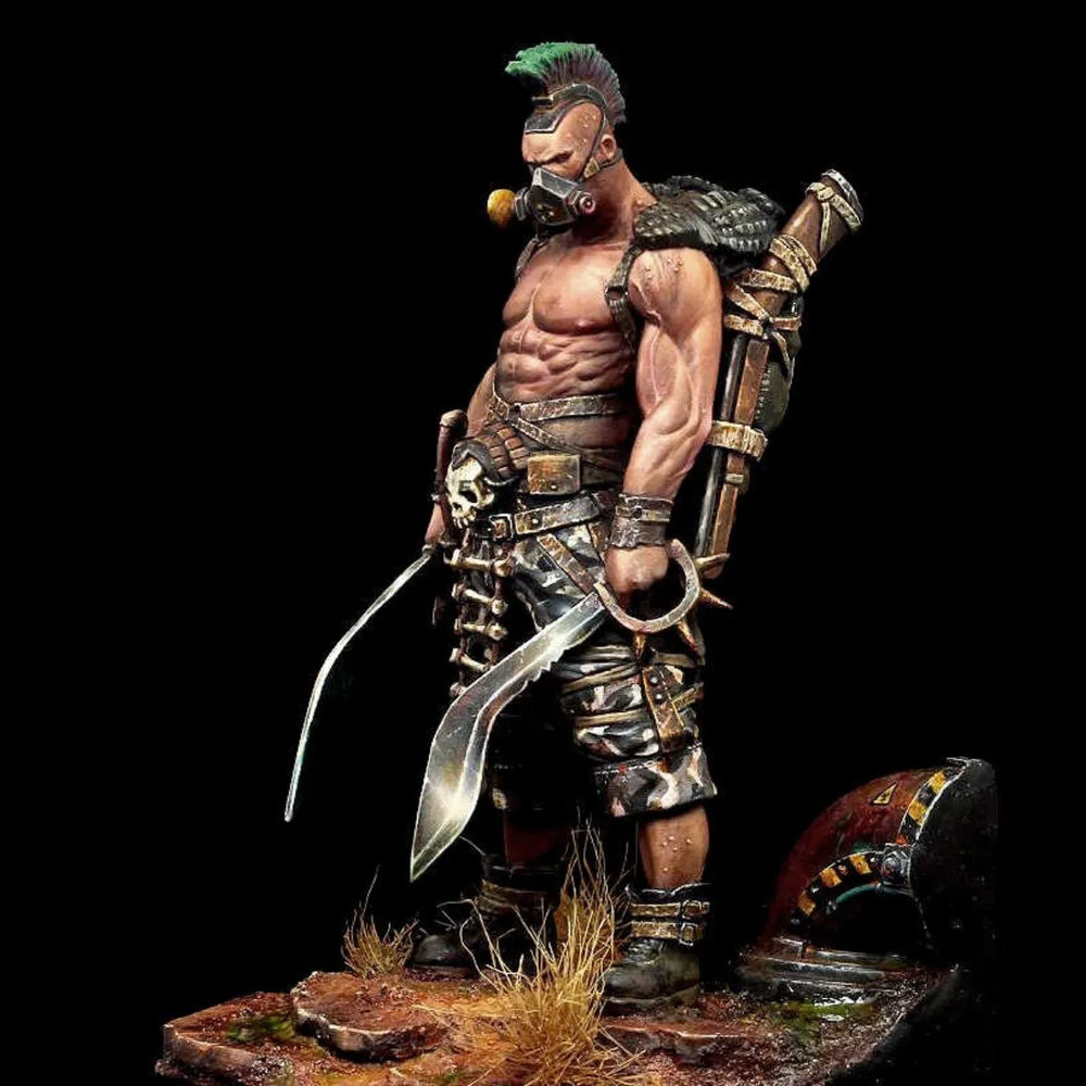 1/24 Wasteland Barbarian Warrior, Resin Model Figure Kit, Sci-Fi Theme, Unassembled and Unpainted