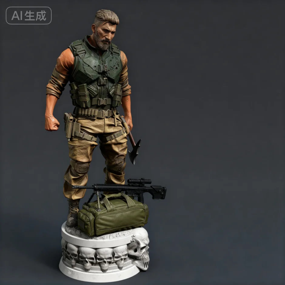 90mm Modern Tactical Soldier, Resin Model Figure Kit, Unassembled and Unpainted