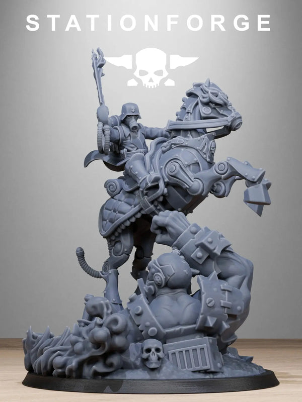 Chaos Warrior Officer Mounted, Resin Model Figure Kit, Fantasy Theme, Unassembled and Unpainted