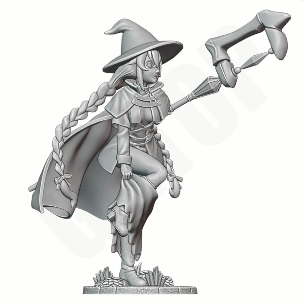 1/24 Witch Magic Girl, Resin Model Figure Kit, Fantasy Theme, Unassembled and Unpainted