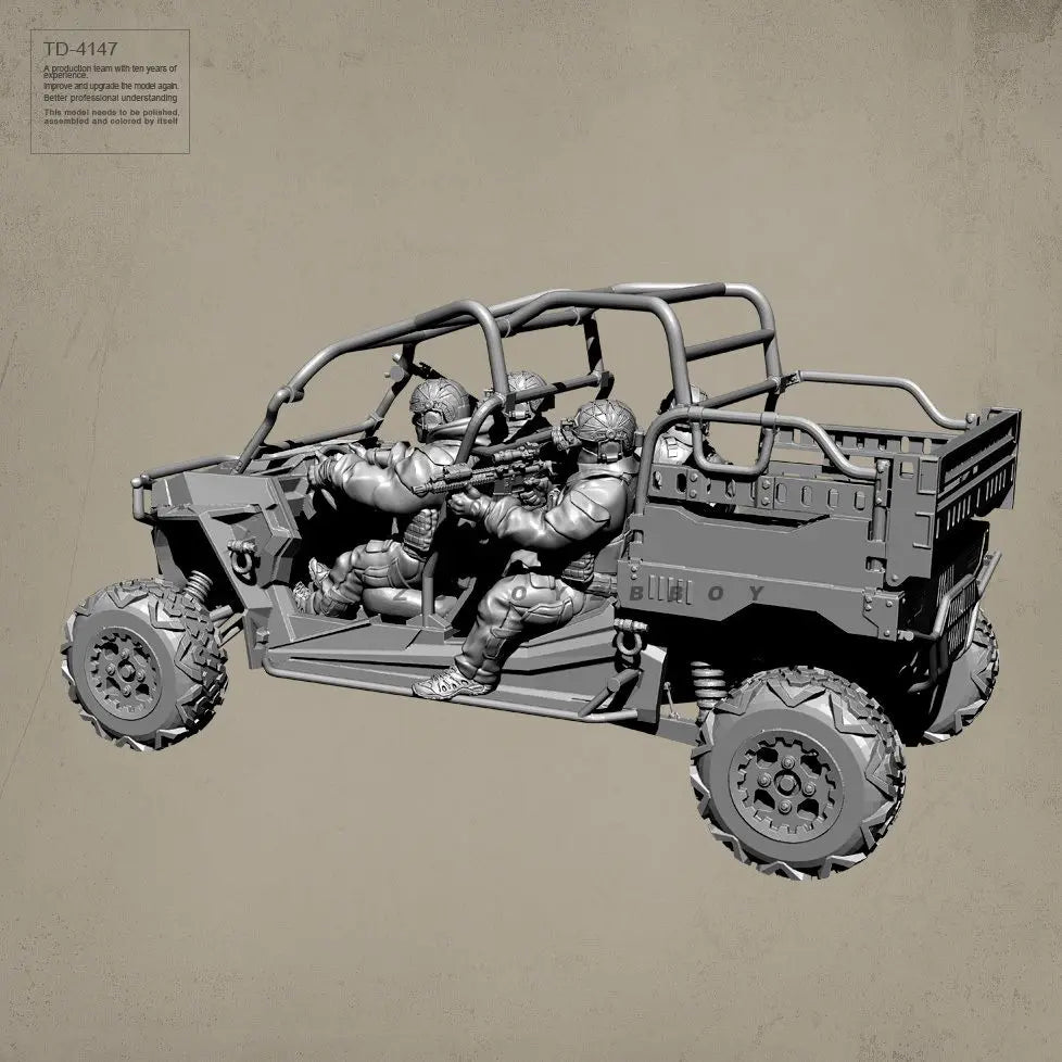 1/48 Modern US Military Vehicle with Crew, 4 Figures, Resin Model Vehicle Kit, Unassembled and Unpainted