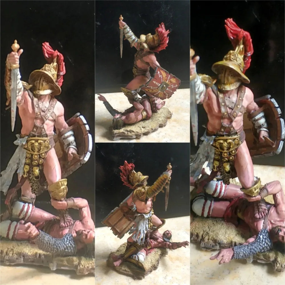 1/24 Ancient Female Warrior with Spear Standing Over Fallen Foe, Resin Model Figure Kit, Unassembled and Unpainted