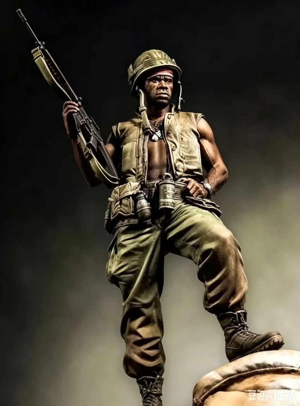 1/16 WWII American Rifleman with Bayonet, Resin Model Figure Kit, Unassembled and Unpainted