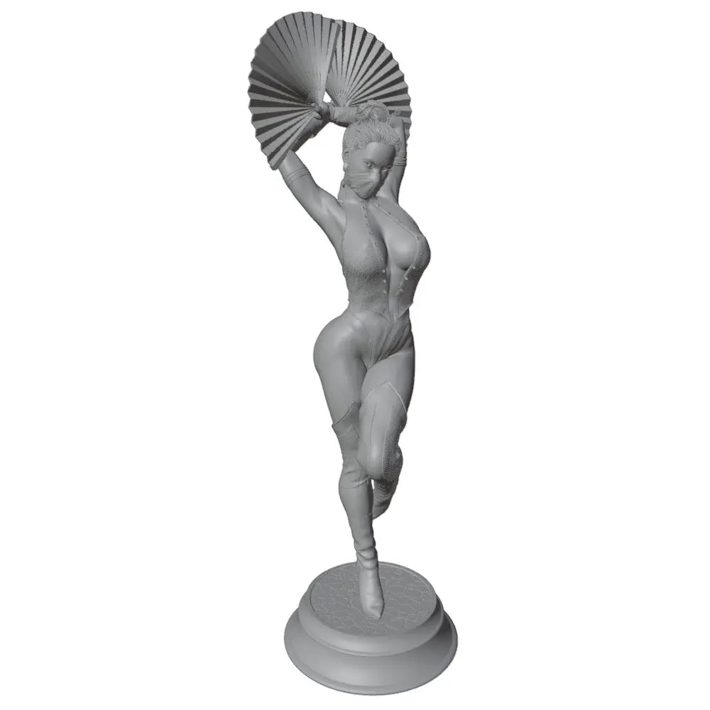 1/24 Female with Fan, Resin Model Figure Kit, Unassembled and Unpainted