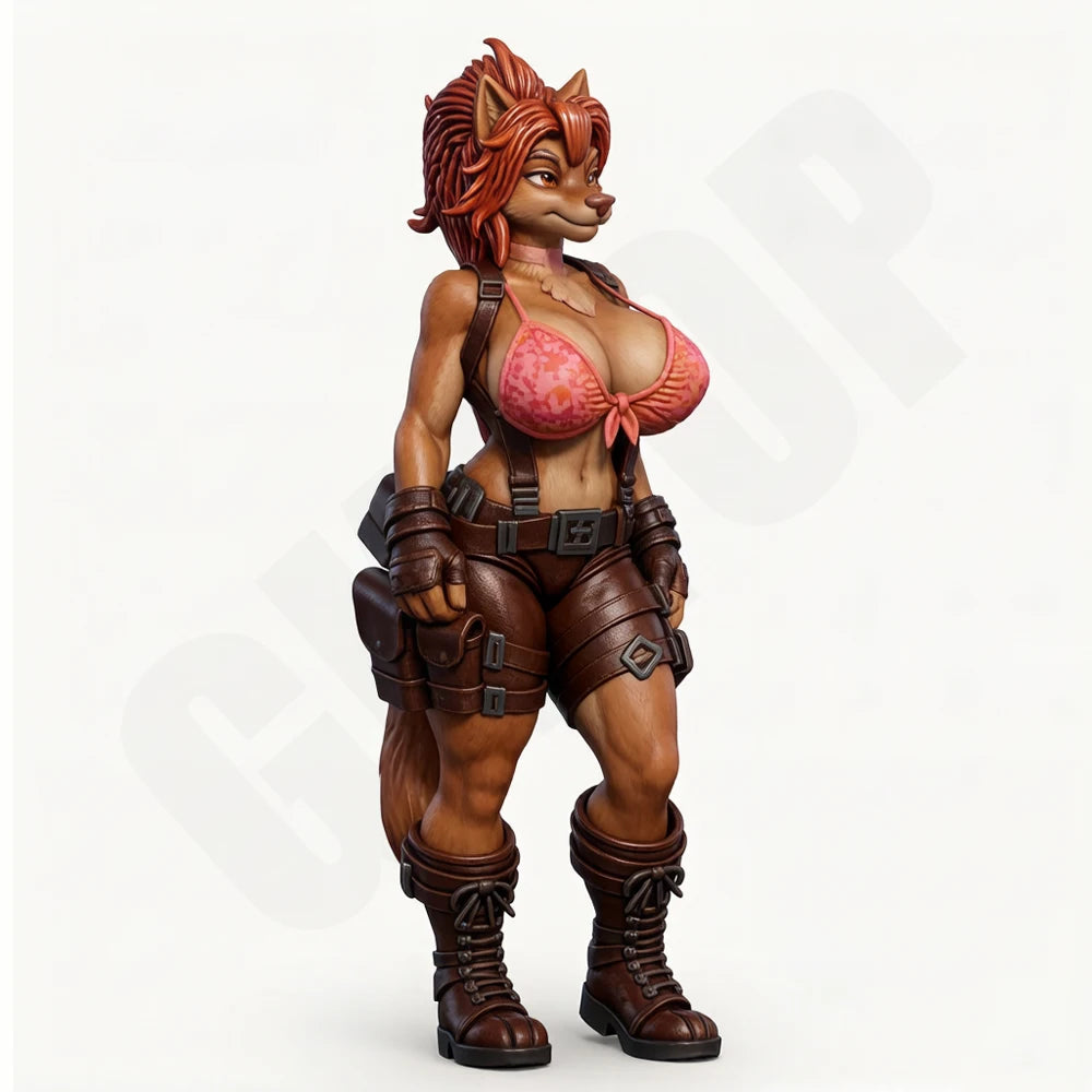 1/24 Wolf-Girl Warrior, Resin Model Figure Kit, Fantasy Theme, Unassembled and Unpainted