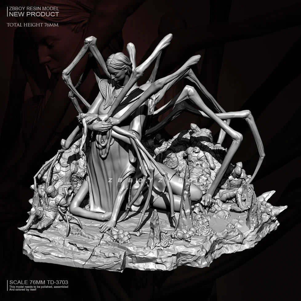 76mm Spider-Humanoid Creature, Resin Model Figure Kit, Fantasy Theme, Unassembled and Unpainted