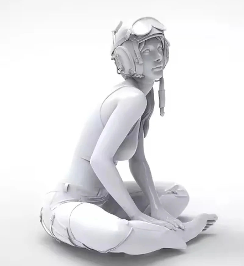 1/35 Modern Aviator Pilot in Casual Seated Pose, Resin Model Figure Kit, Unassembled and Unpainted