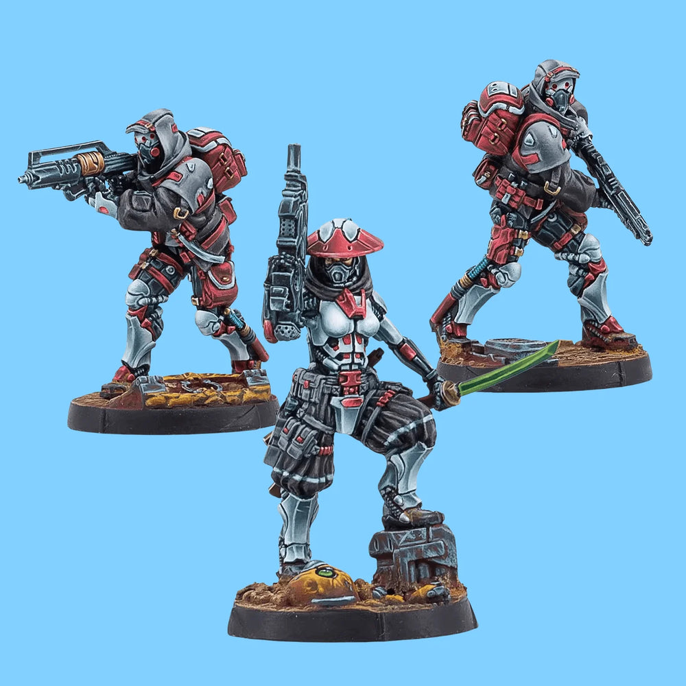 28mm Armored Battle Group, 3 Figures, Resin Model Figure Kit, Sci-Fi Theme, Unassembled and Unpainted
