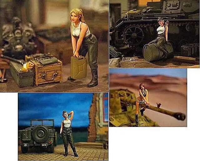 1/35 WWII Women's Maintenance Crew, 4 Figures, Resin Model Figure Kit, Unassembled and Unpainted