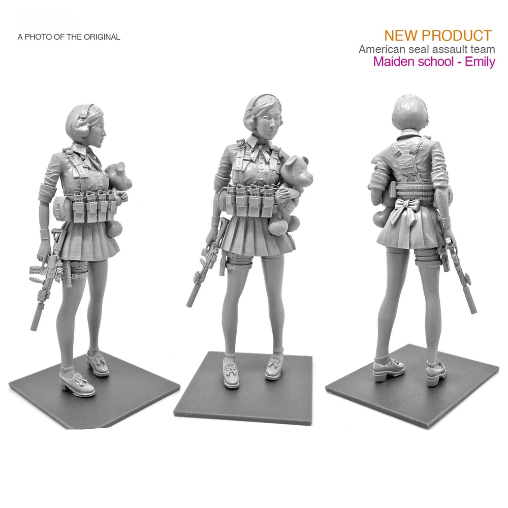 1/18 Modern School Uniform Girl, Resin Model Figure Kit, Unassembled and Unpainted