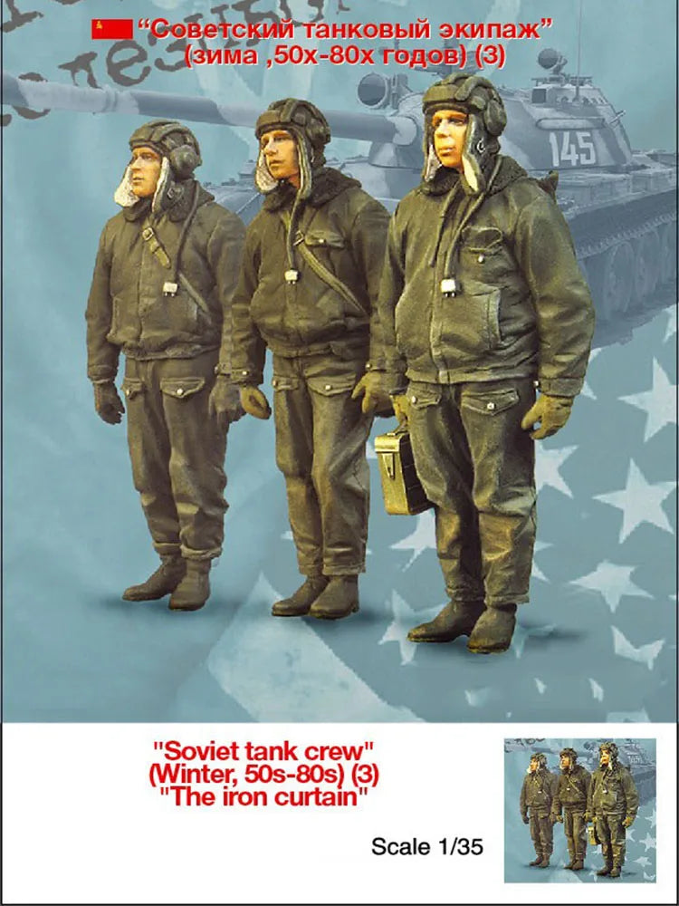 1/35 Cold War Soviet Tank Crew, 3 Figures, Resin Model Figure Kit, Unassembled and Unpainted