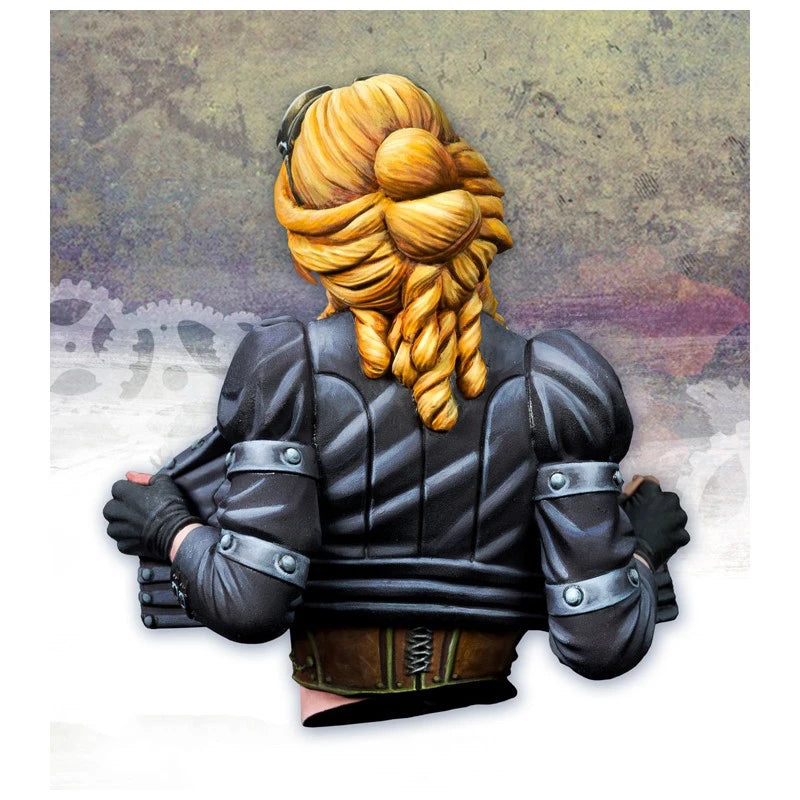 1/10 Steampunk Aviator with Blonde Braids and Goggles, Resin Model Bust Kit, Unassembled and Unpainted
