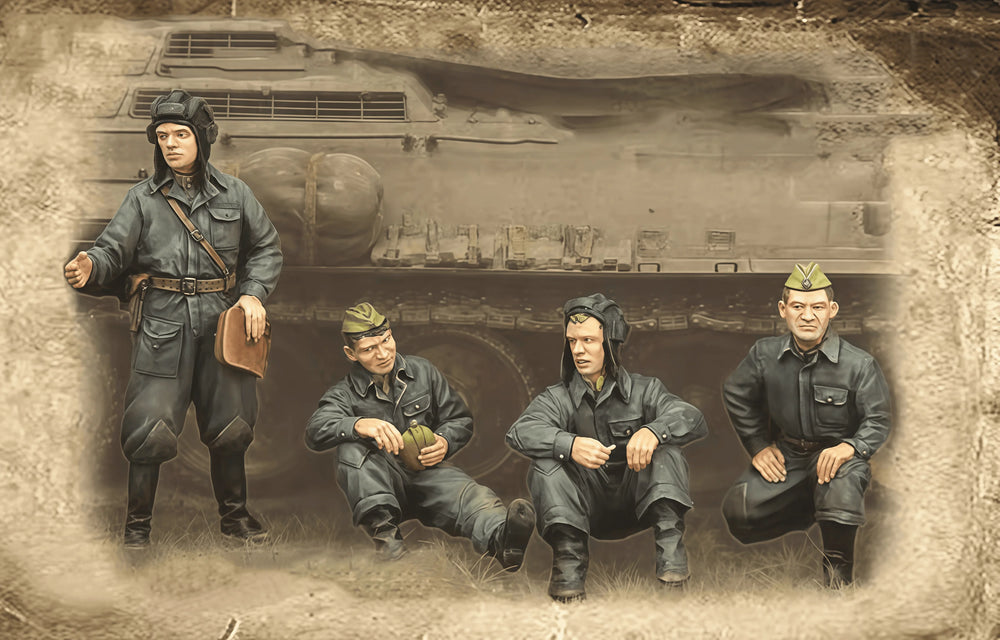 1/35 WWII German Command Group, 4 Figures, Resin Model Figure Kit, Unassembled and Unpainted