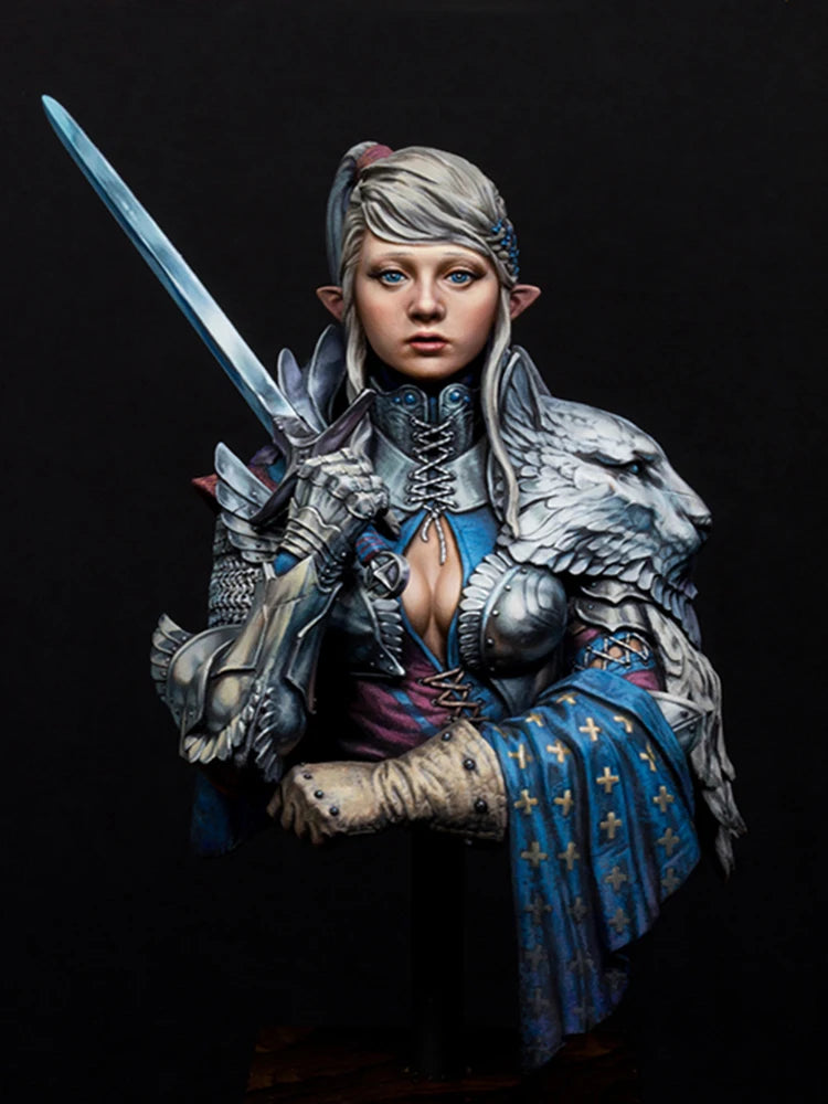 1/10 Medieval Fantasy Woman Warrior, Resin Model Bust Kit, Unassembled and Unpainted