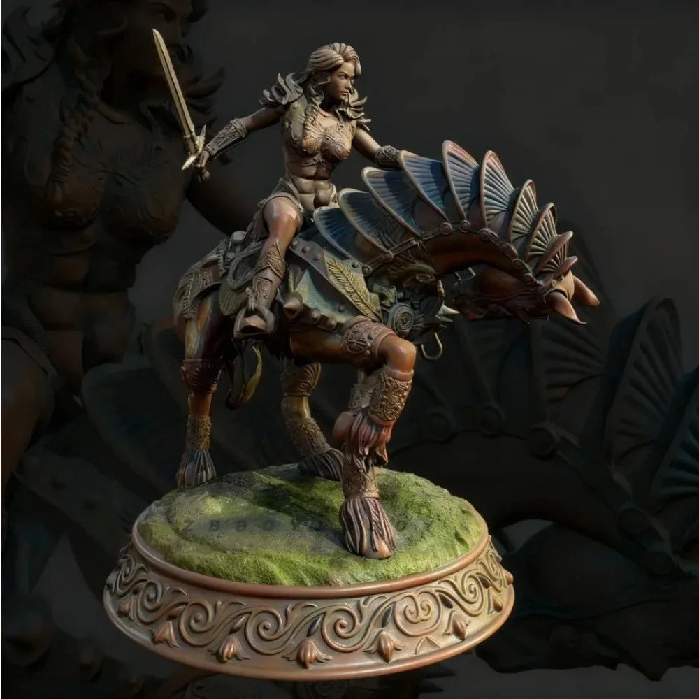 75mm Female Cavalry Warriors, 4 Figures, Resin Model Figure Kit, Fantasy Theme, Unassembled and Unpainted