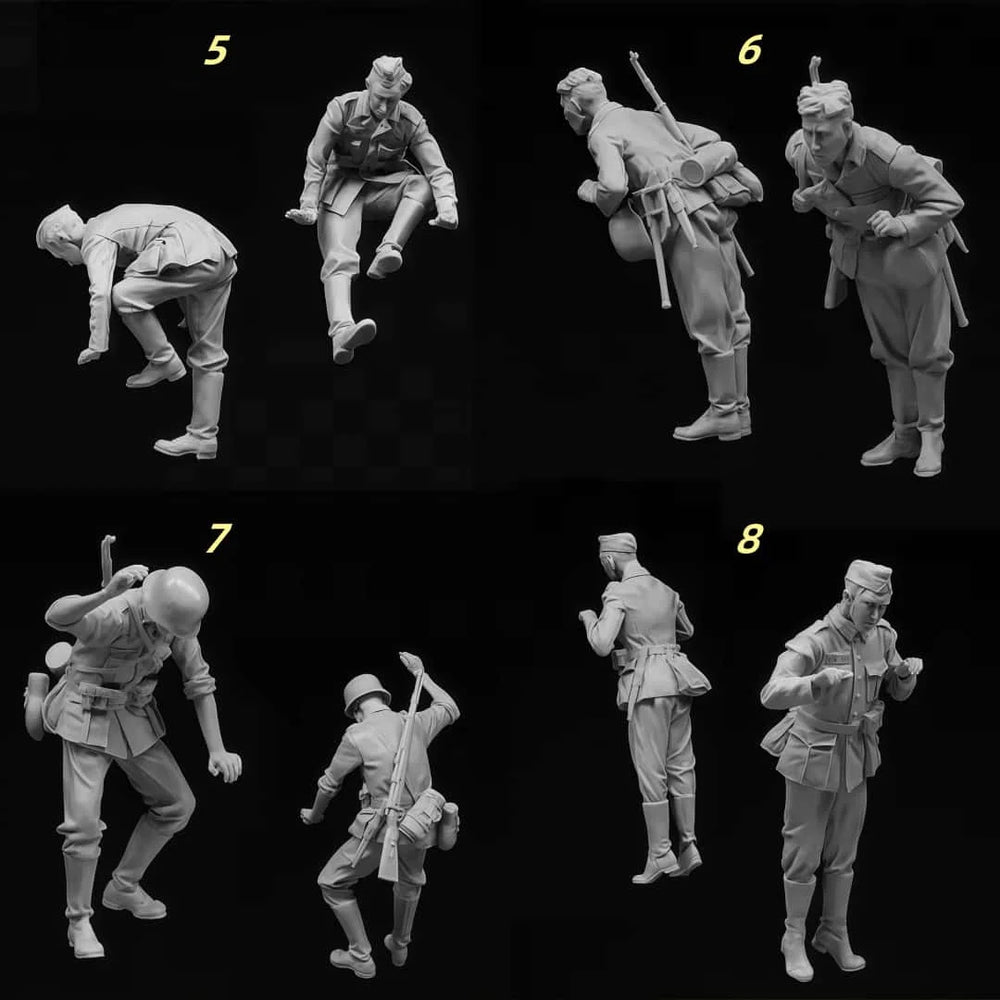 1/35 WWII Armored Squad, 8 Figures, Resin Model Figure Kit, Unassembled and Unpainted