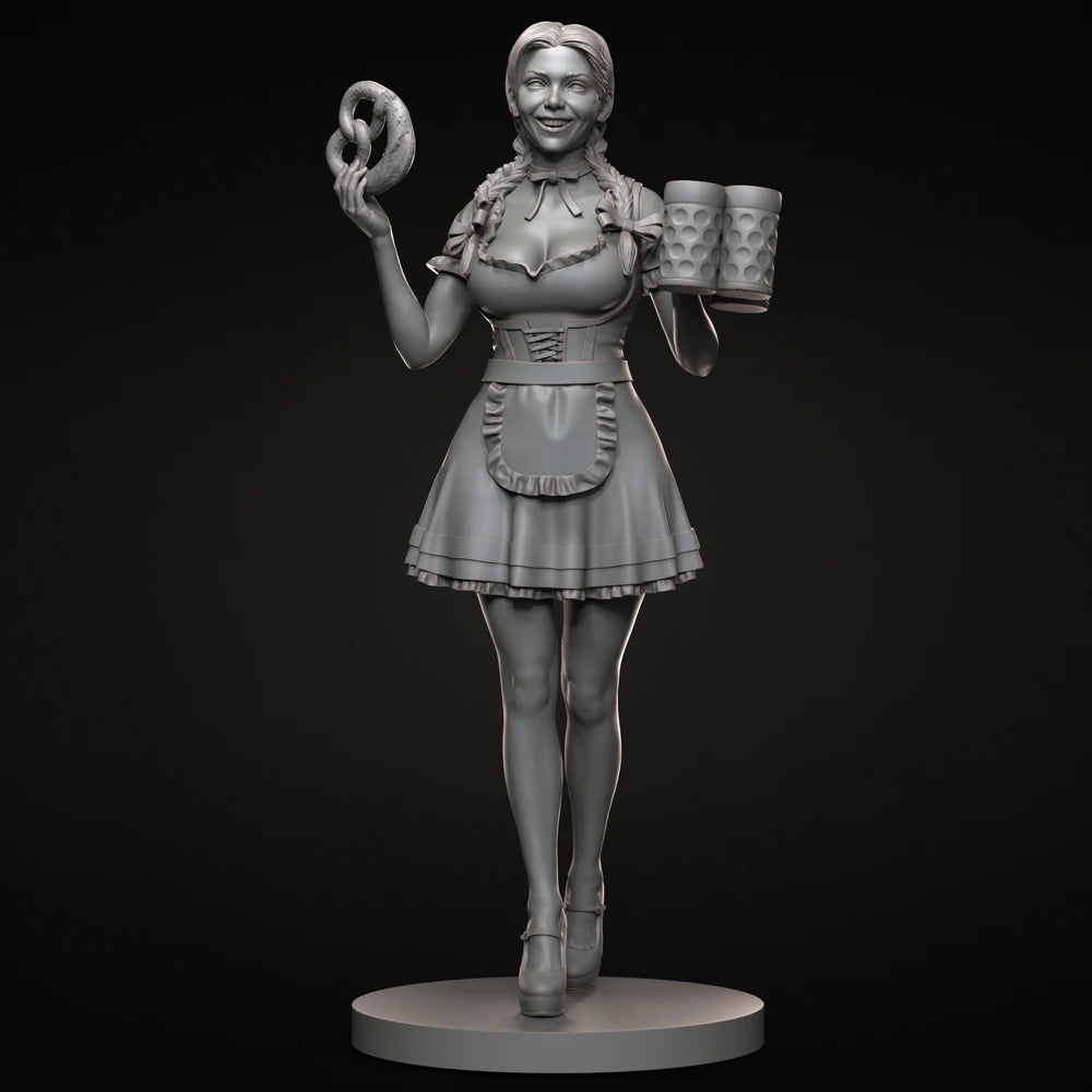 1/24 Oktoberfest Beer Hall Maid, Resin Model Figure Kit, Historical Theme, Unassembled and Unpainted
