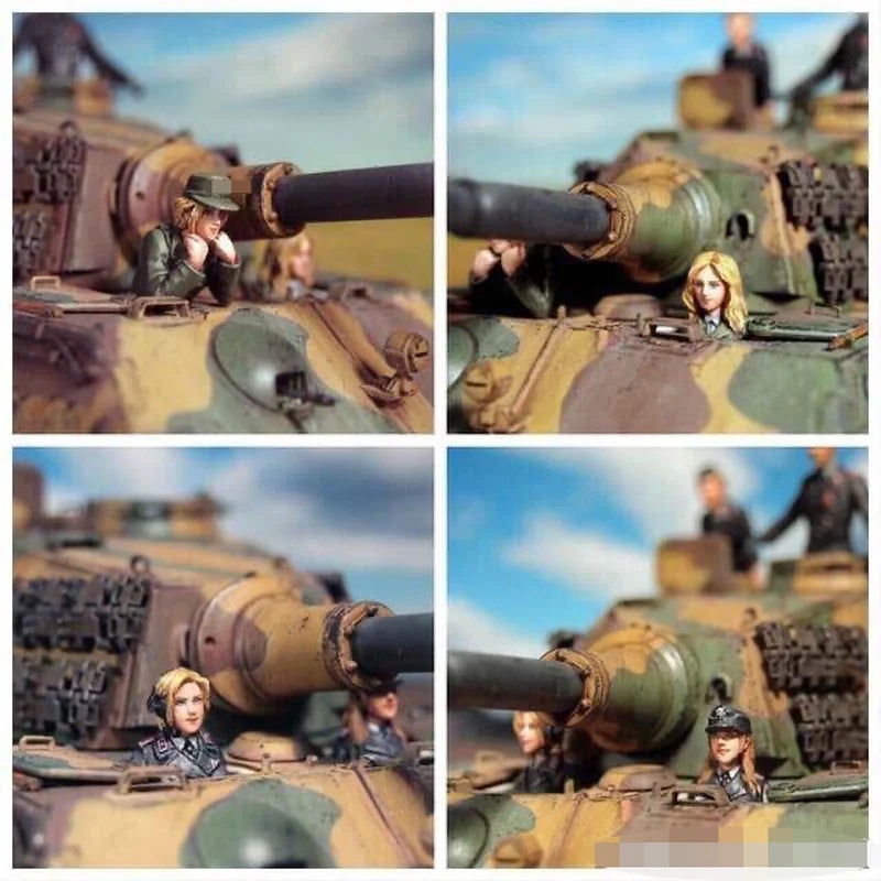 1/35 WWII German Female Panzer Crew, 4 Figures, Resin Model Figure Kit, Unassembled and Unpainted