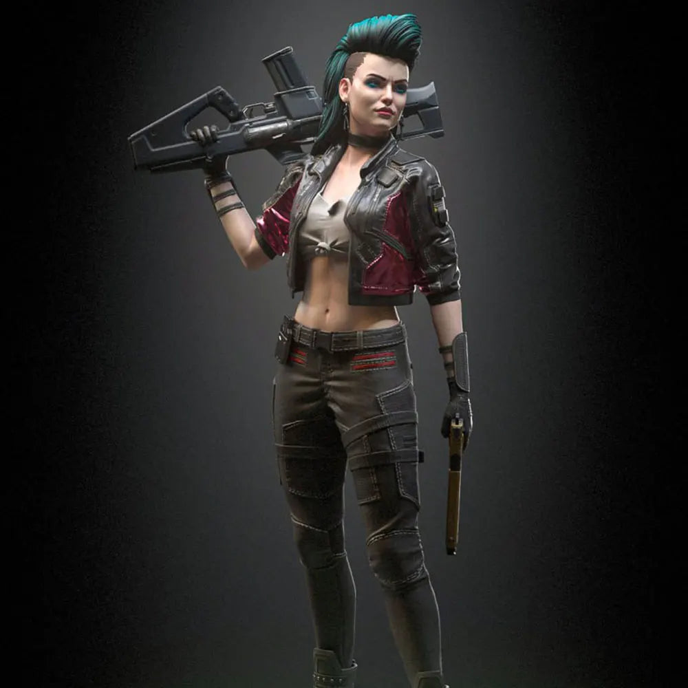 1/24 Female Tactical Soldier with Rifle, Resin Model Figure Kit, Sci-Fi Theme, Unassembled and Unpainted