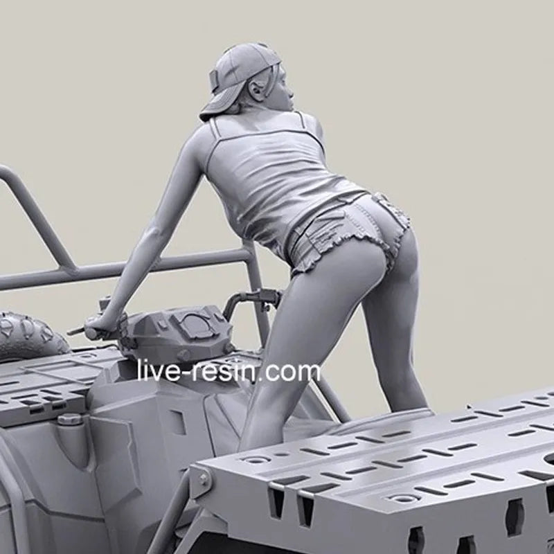 1/35 Modern Female Soldiers with ATV, 3 Figures, Resin Model Figure Kit, Unassembled and Unpainted