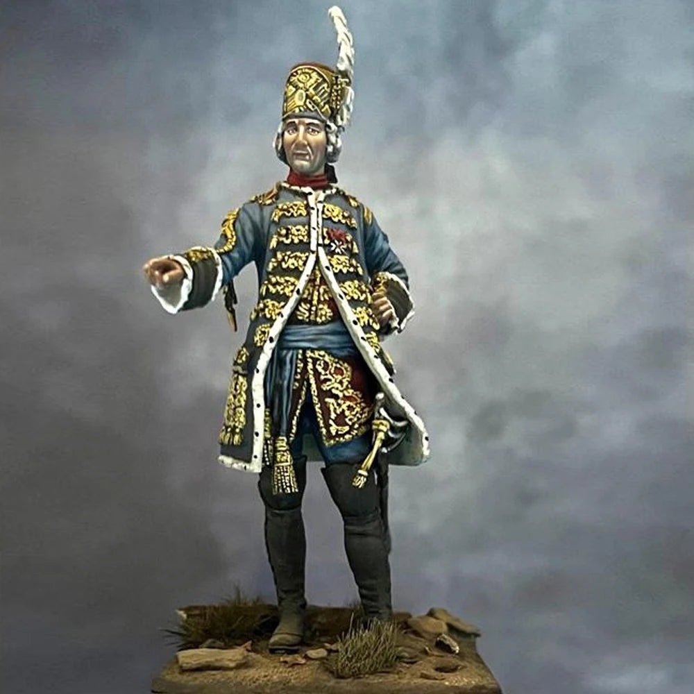75mm Napoleonic French General with Plumed Helmet, Resin Model Figure Kit, Unassembled and Unpainted