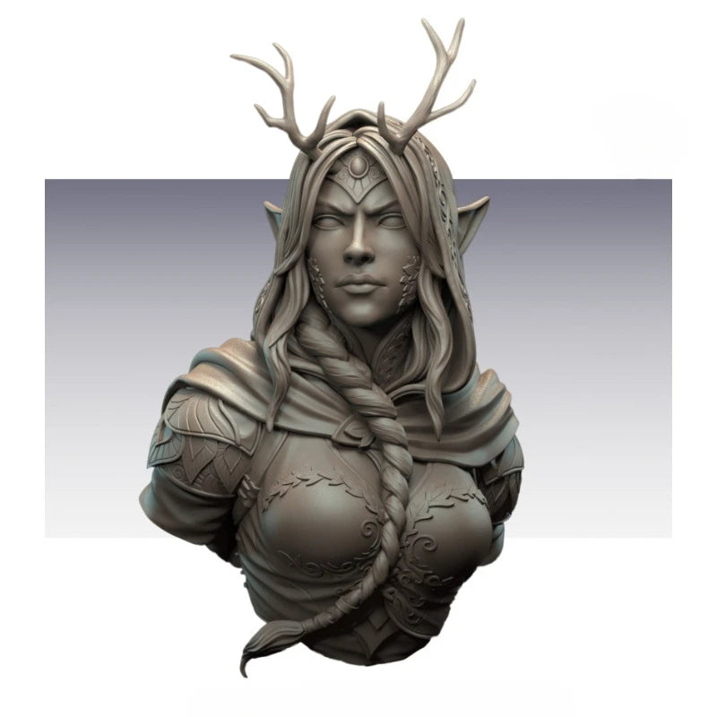 1/12 Elven Warrior Female, Resin Model Bust Kit, Fantasy Theme, Unassembled and Unpainted