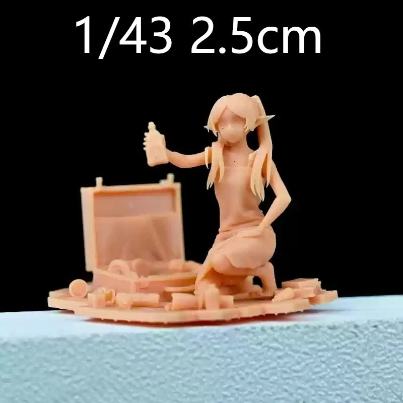 1/64 Girl with Fantasy Aesthetic, Resin Model Figure Kit, Anime Theme, Unassembled and Unpainted