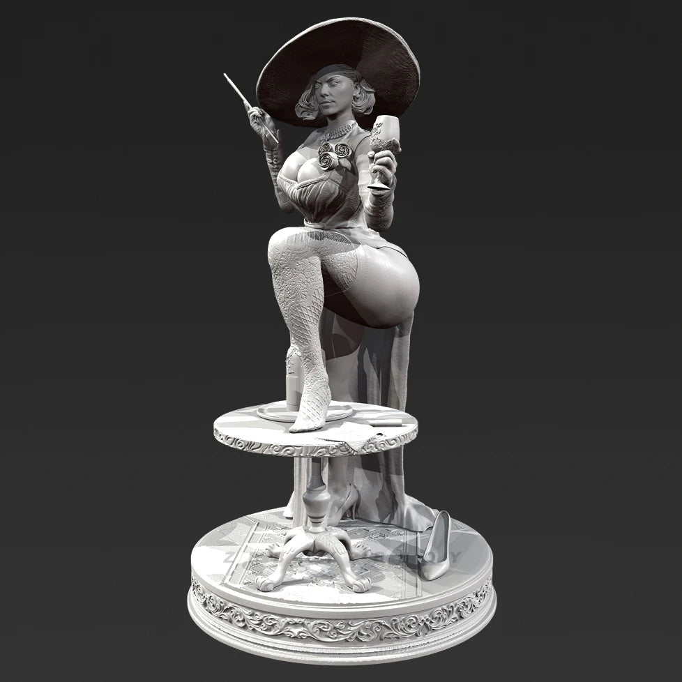 90mm Female Pirate with Cutlass and Goblet, Resin Model Figure Kit, Fantasy Theme, Unassembled and Unpainted