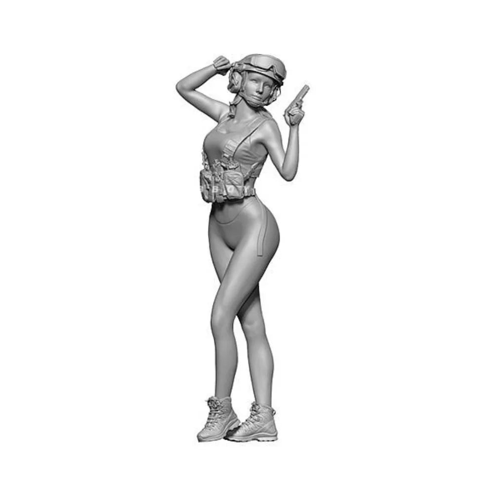 1/35 WWII German Female Soldier Pinup, Resin Model Figure Kit, Unassembled and Unpainted