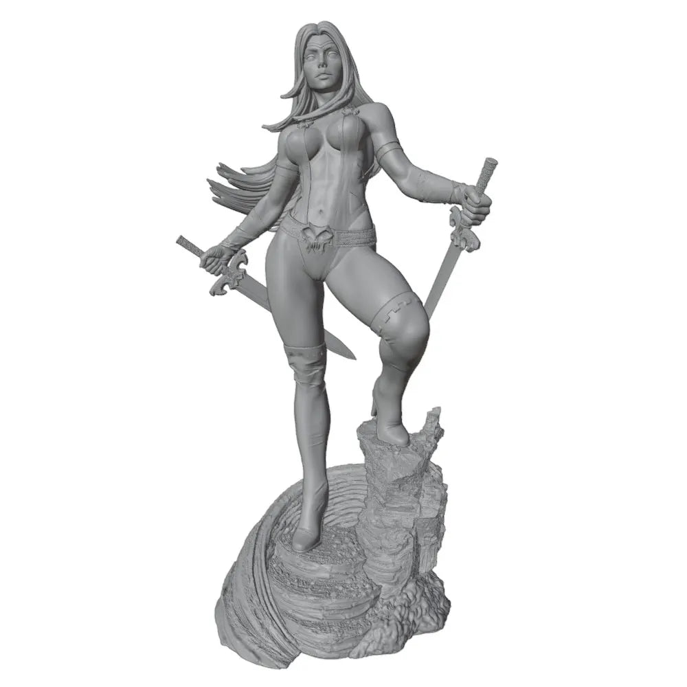 1/24 Elf Warrior Leaping with Dual Daggers, Resin Model Figure Kit, Fantasy Theme, Unassembled and Unpainted