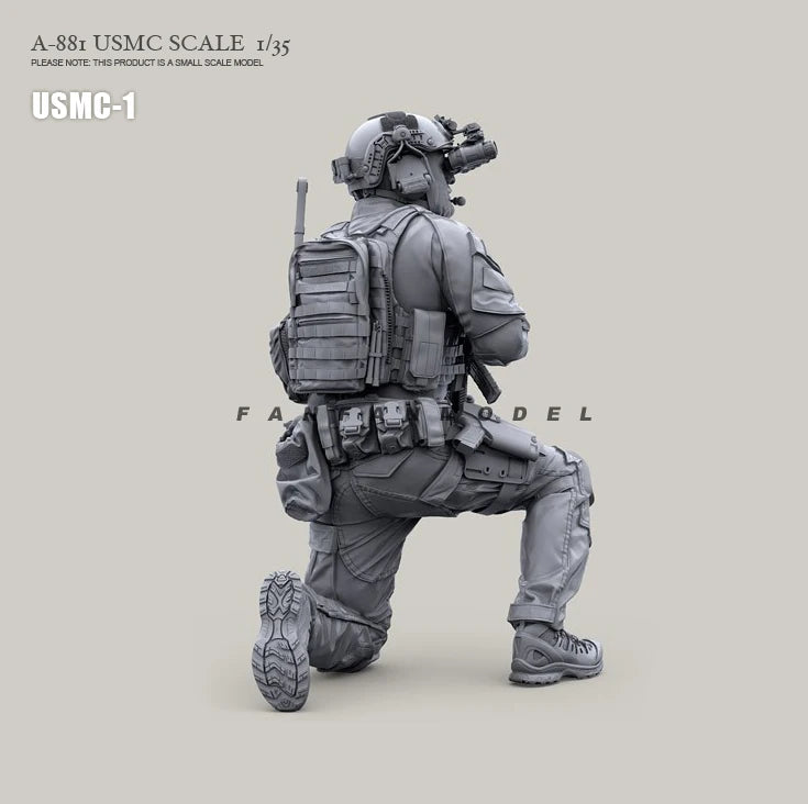 1/35 Modern USMC Rifleman Kneeling with Tactical Loadout, Resin Model Figure Kit, Unassembled and Unpainted