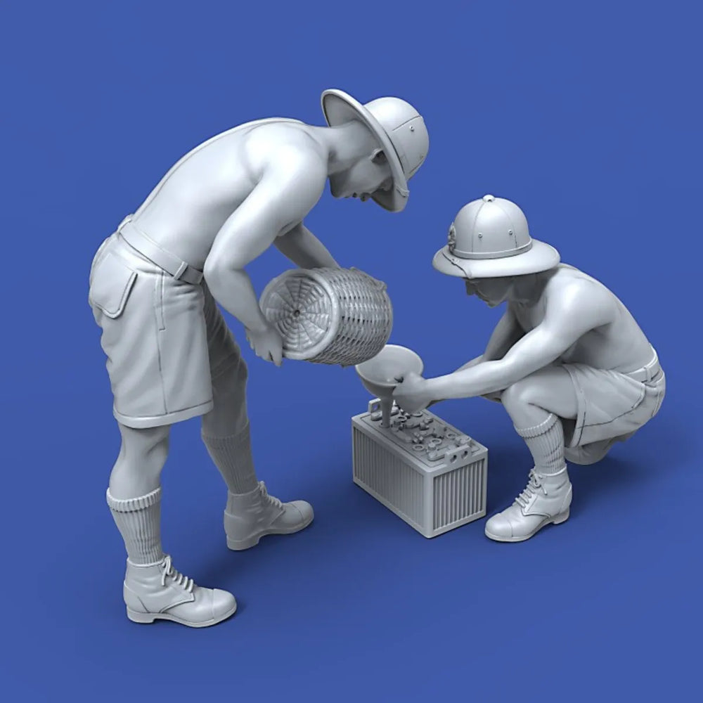1/35 WWI Colonial Prospectors Panning for Gold, 2 Figures, Resin Model Figure Kit, Unassembled and Unpainted
