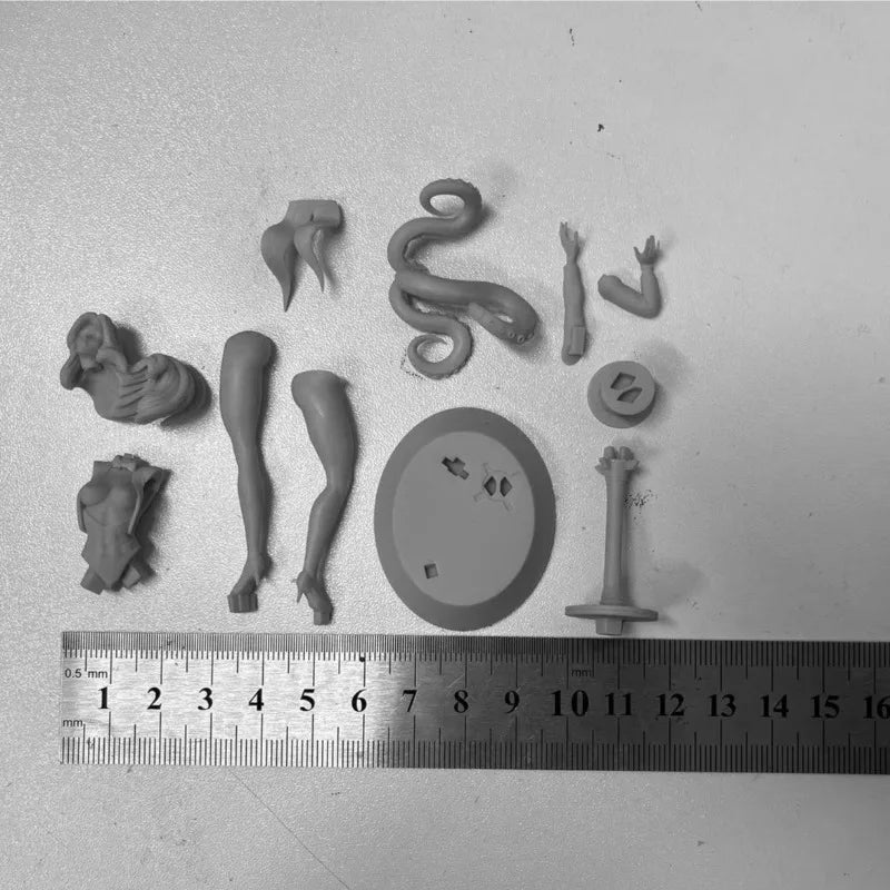 1/24 Hooded Sorceress with Serpent Familiar, Resin Model Figure Kit, Fantasy Theme, Unassembled and Unpainted