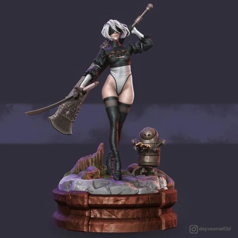 1/24 Female Warrior with Dual Axes, Resin Model Figure Kit, Fantasy Theme, Unassembled and Unpainted